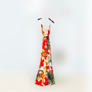 Floral Print Satin Maxi Dress